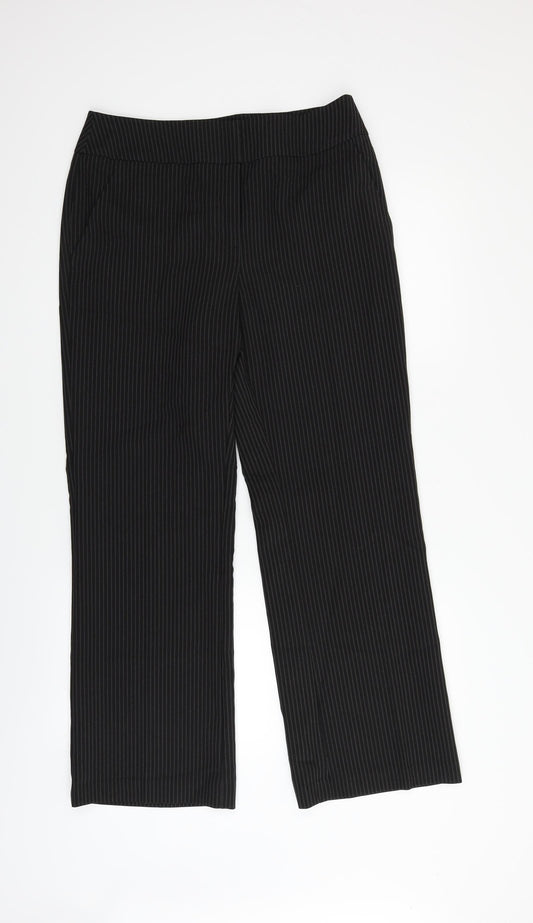 Womens UK Size 10 Papaya Regular Fit Black Trousers