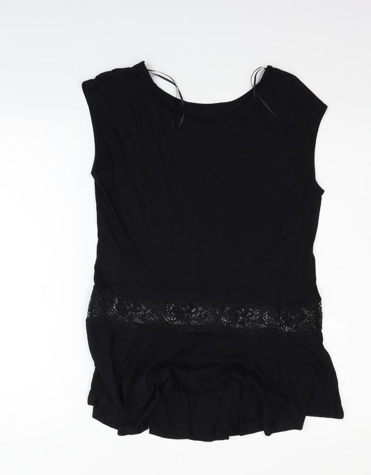 George Womens Black Basic T-Shirt Size 10