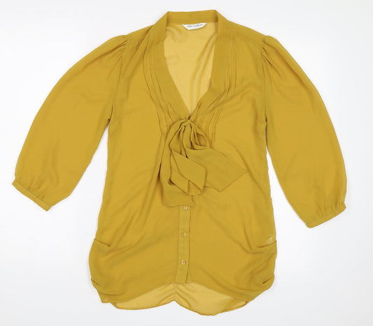 Womens UK Size 6 Miss Selfridge Yellow Basic Button-Up