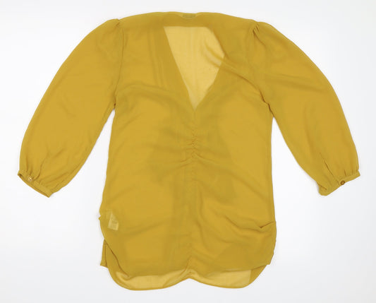 Miss Selfridge Womens Yellow Basic Button-Up Size 6
