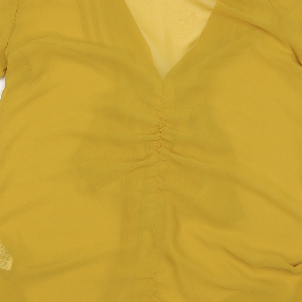 Miss Selfridge Womens Yellow Basic Button-Up Size 6