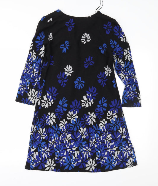 Roman Womens Black Floral Fit & Flare Size 10