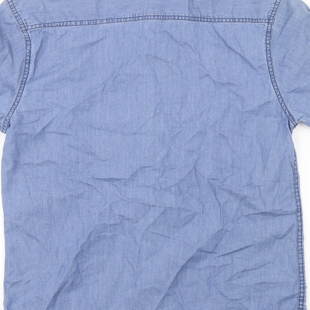 Mens UK Size S open Blue Button-Up Sleeveless Casual Shirt