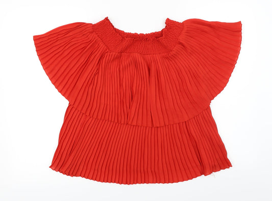 Womens UK Size 10 F&F Red Basic Blouse