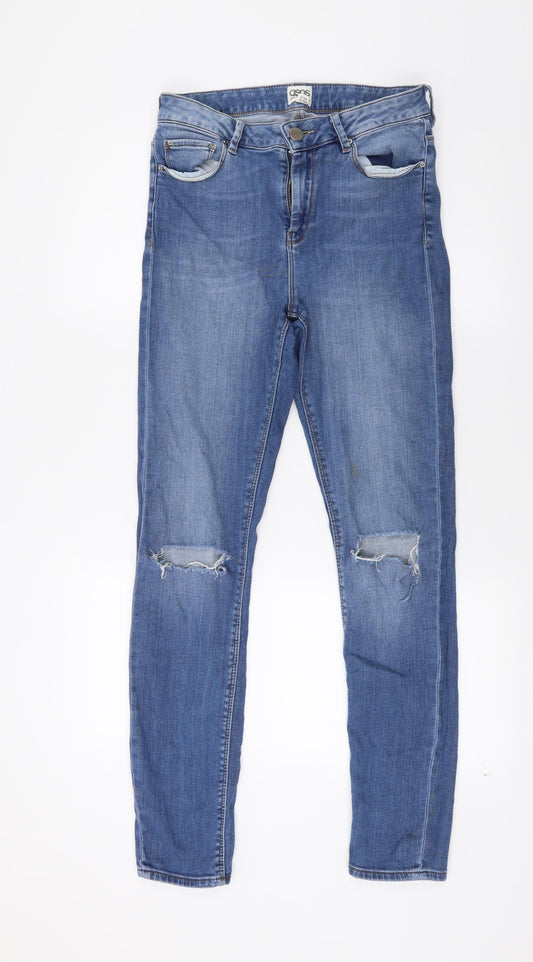 Womens UK Size 28 in ASOS Regular Fit Skinny Blue Jeans