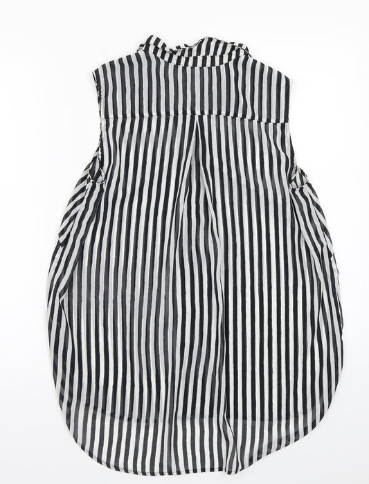 H&M Womens White Striped Basic Button-Up Size L