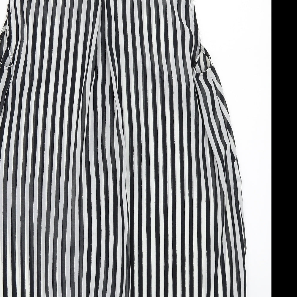 H&M Womens White Striped Basic Button-Up Size L