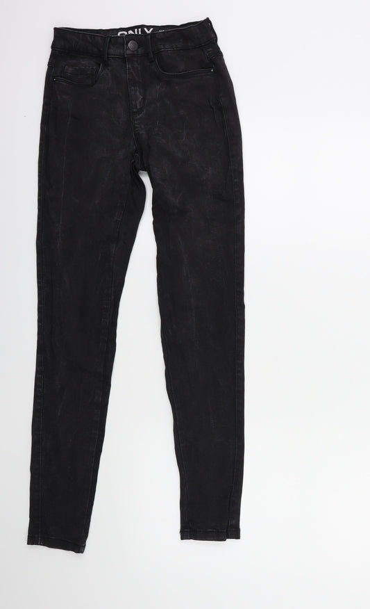 Womens UK Size XS Only Regular Fit Skinny Black Jeans