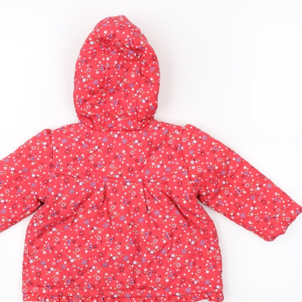 TU Red Floral Parka Coat Size 3-6 Months