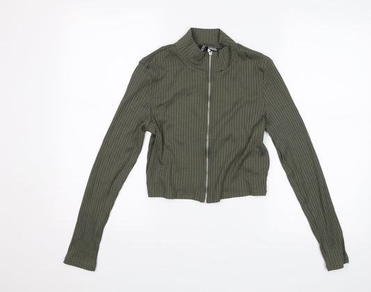 Womens UK Size M Divided Green Cropped Blouse