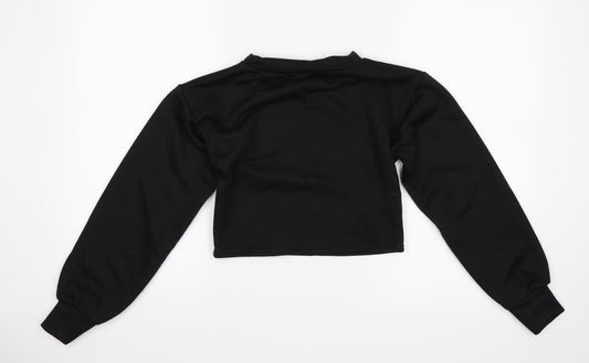 PRETTYLITTLETHING Womens Black Pullover Jumper Size 2 - cropped