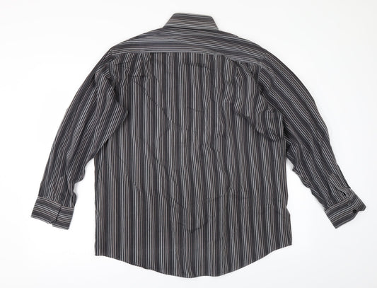 George Mens Grey Striped Button-Up Size 16