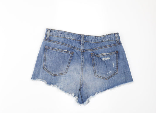 Topshop Womens Blue  Denim Cut-Off Shorts Size 30 in