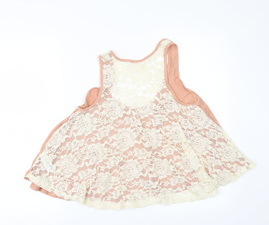 FOREVER 21 Womens Orange Basic T-Shirt Size S - lace back