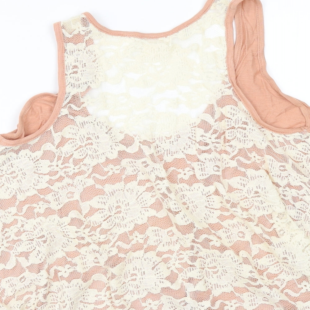 FOREVER 21 Womens Orange Basic T-Shirt Size S - lace back