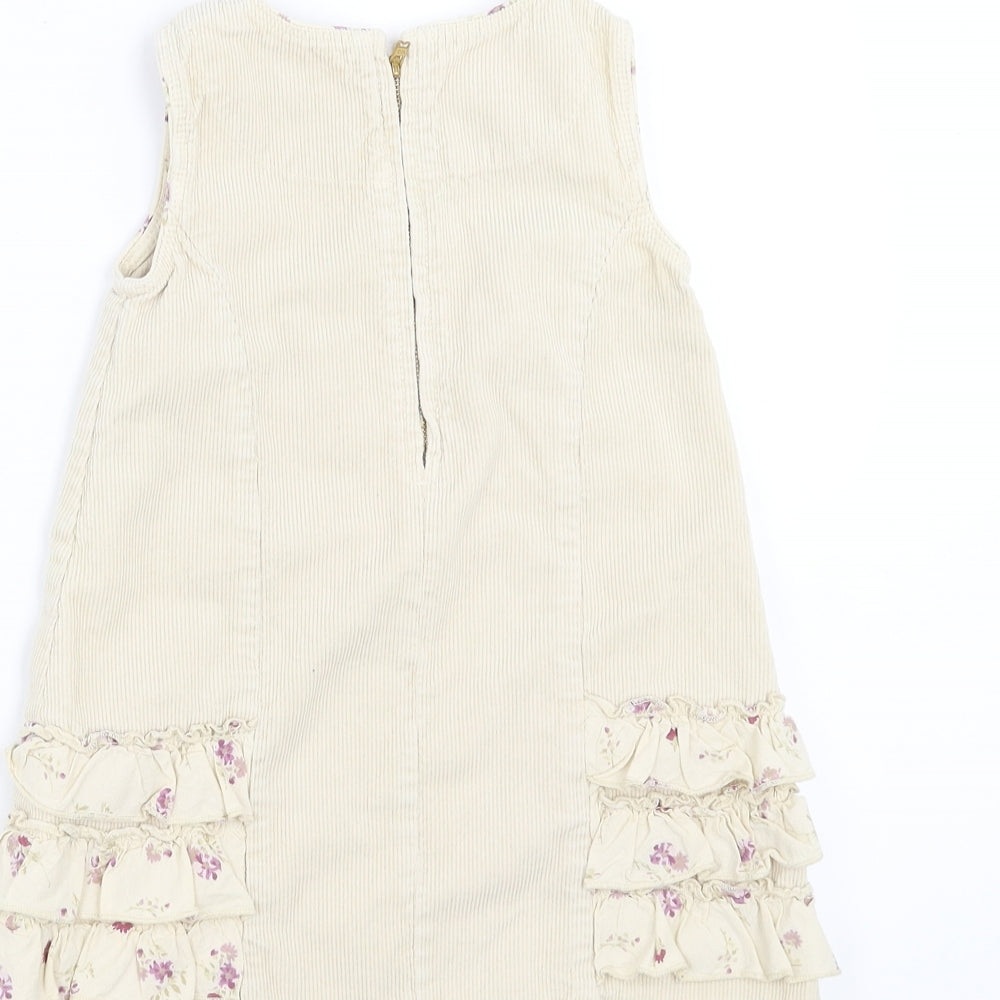 children Girls Beige Corduroy Shift Size 3 Years - floral detail