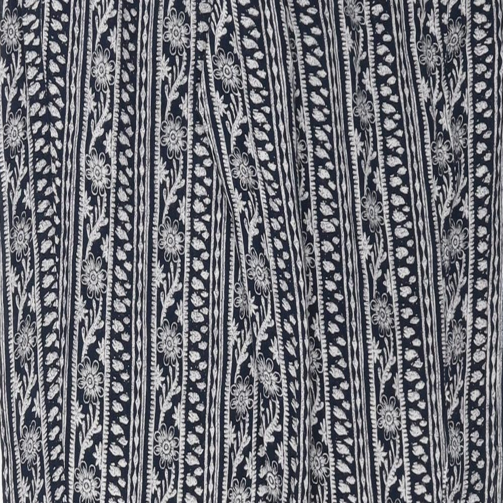 Monsoon Womens Blue Floral Trousers Size S L29 in