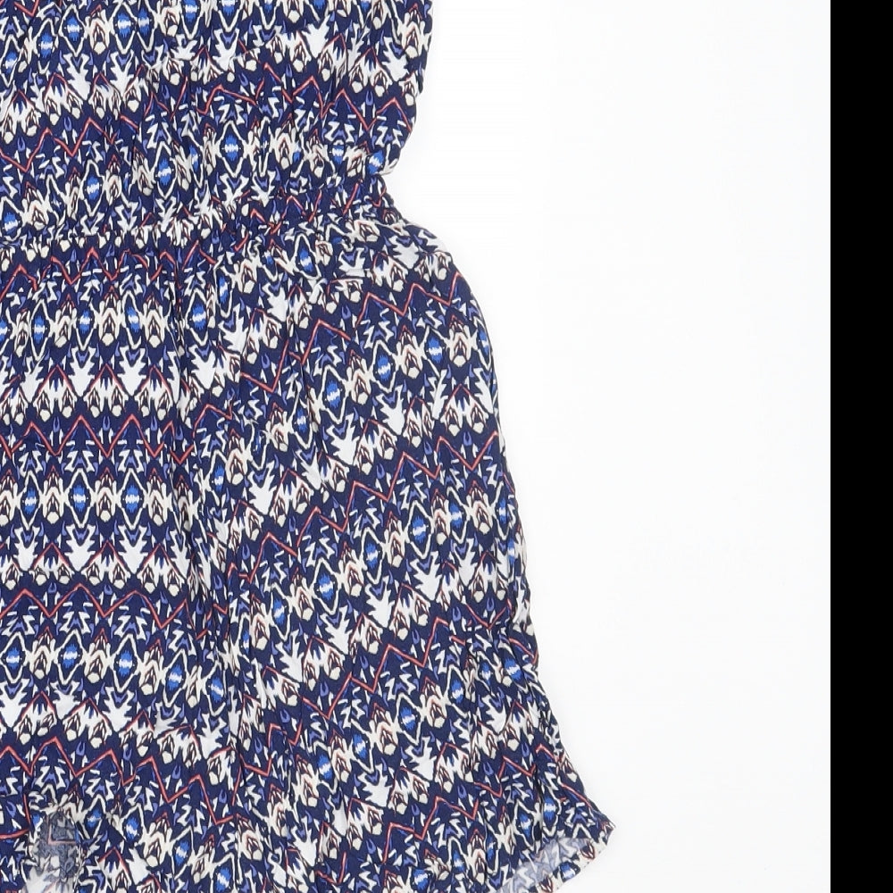Divided Womens Blue Geometric Playsuit One-Piece Size 8