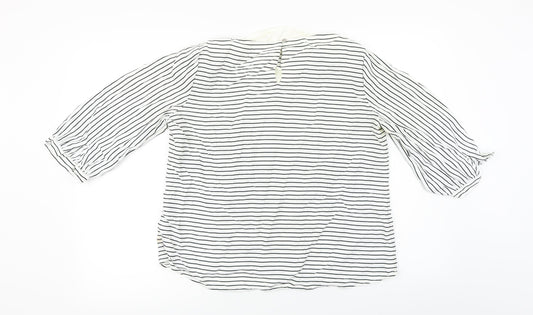Precis Womens White Striped Basic Blouse Size 14
