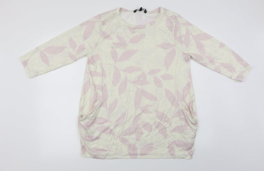 Bonmarché Womens Ivory Floral Pullover Jumper Size 14