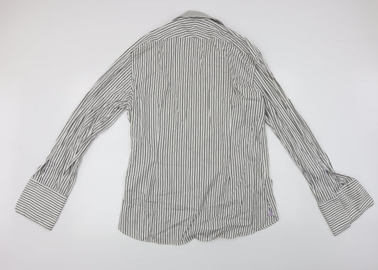 Sartorial Mens White Striped Button-Up Size XL
