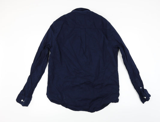 Mens UK Size L Burton Blue Button-Up Long Sleeve Casual Shirt