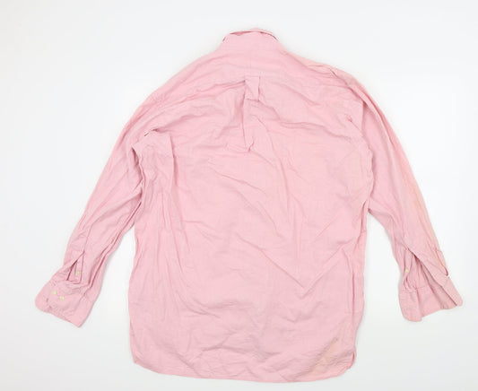 Mens UK Size 16 Liberty Pink Button-Up Long Sleeve Casual Shirt