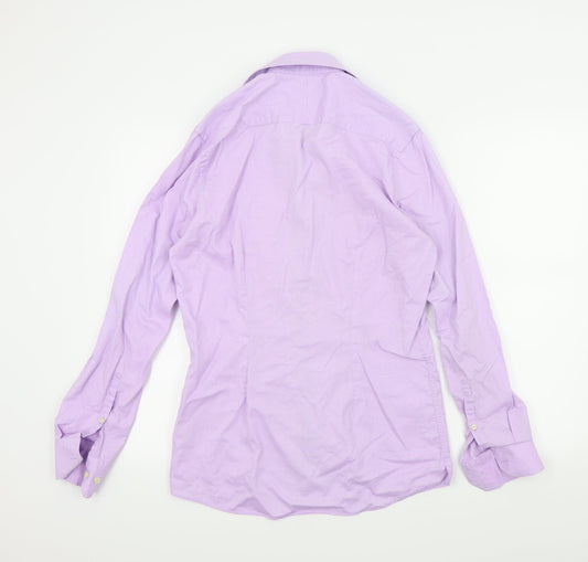 Mens UK Size 15 NEXT Purple Button-Up Long Sleeve Casual Shirt