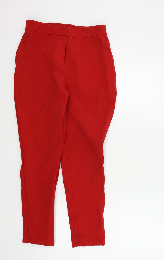 Womens UK Size 10 Missguided Regular Fit Red Trousers