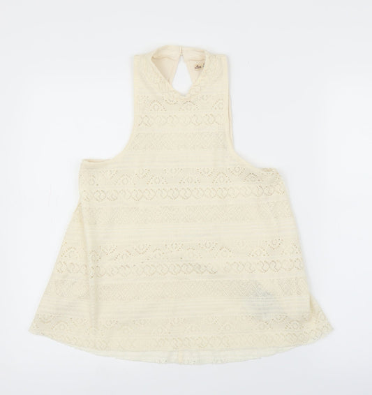Hollister Womens Ivory Geometric Basic Blouse Size M