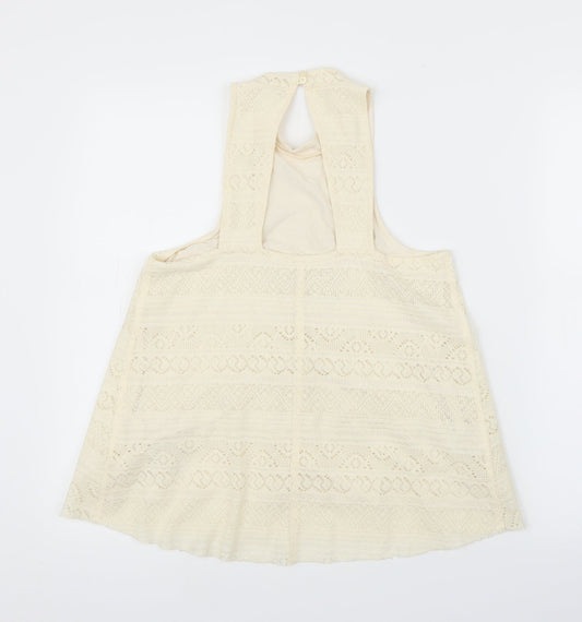 Hollister Womens Ivory Geometric Basic Blouse Size M