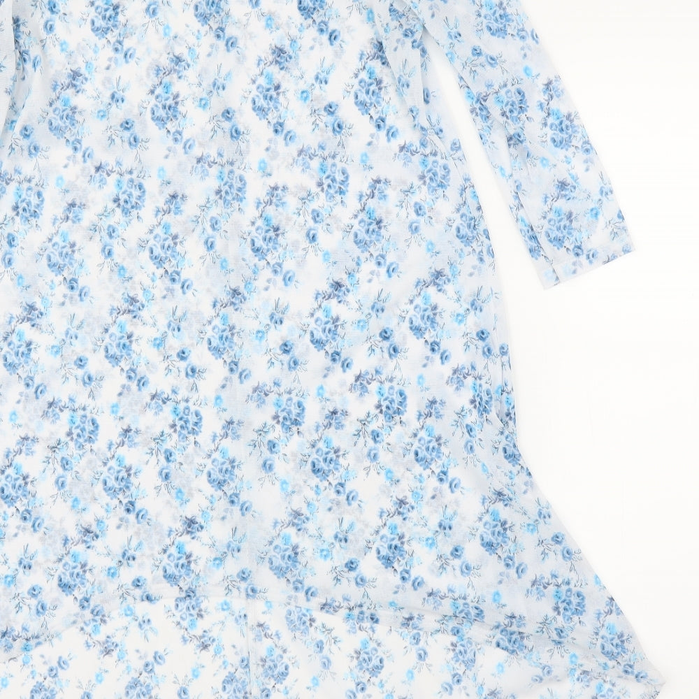 Womens UK Size M Preworn Blue Tunic Blouse