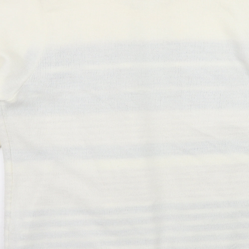 Envy Womens White Striped Knit Pullover Jumper Size M