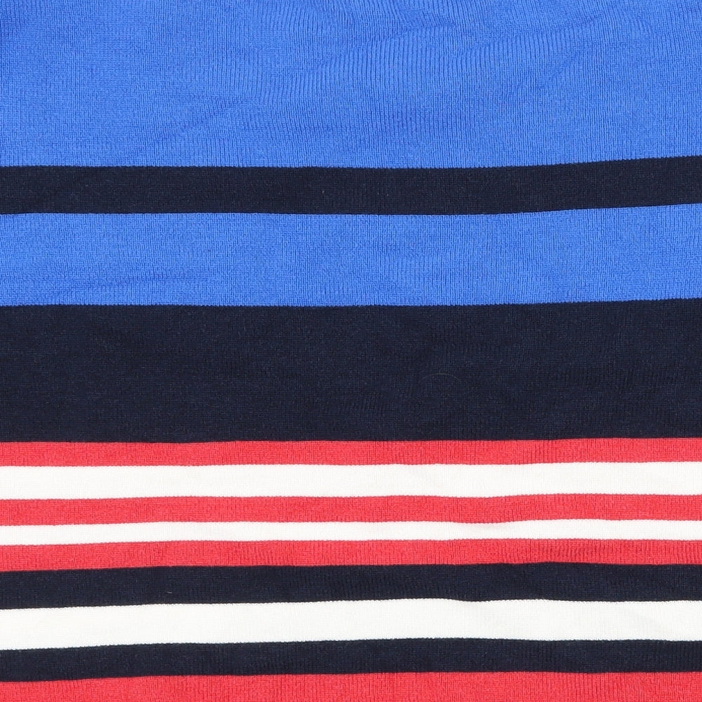 TU Womens Blue Striped Knit Basic T-Shirt Size 14