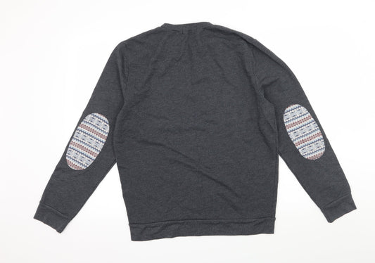 Topman Mens Blue Geometric Jersey Pullover Sweatshirt Size L