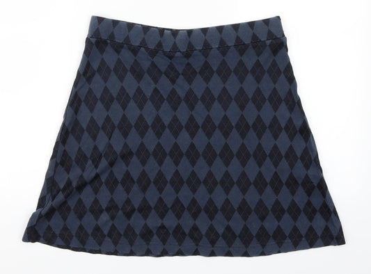 Mario Omar Womens Blue Geometric A-Line Skirt Size 14
