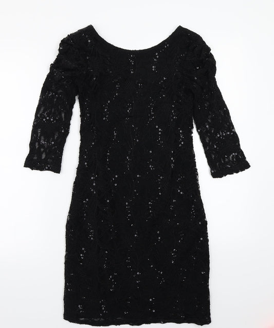 Additional front view of Evie women’s black a-line, size UK 10