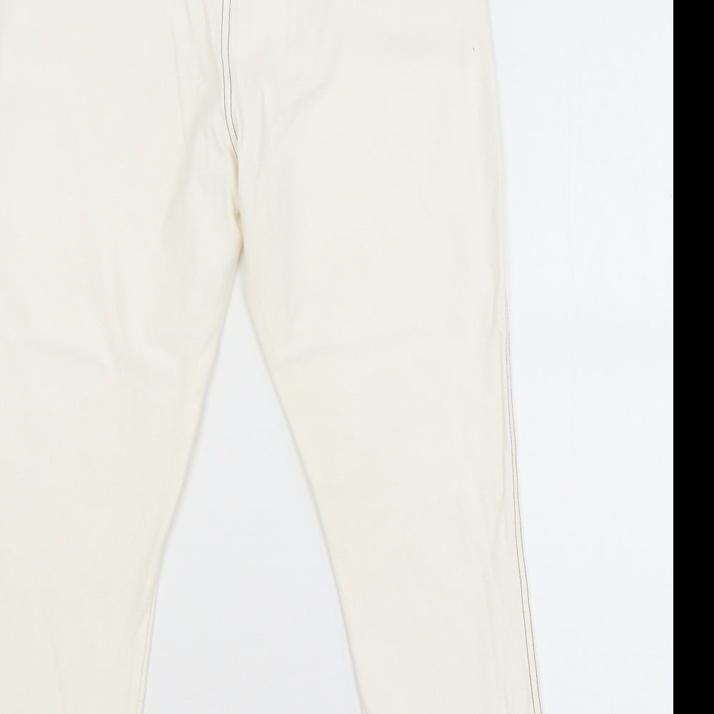 Womens UK Size S Originals Slim Fit Cropped White Trousers