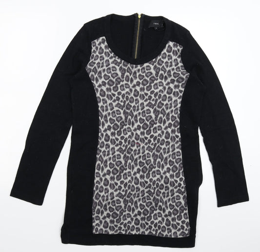 NEXT Womens Black Animal Print Knit Pullover Jumper Size 12