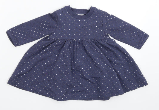 Marks and Spencer Girls Blue Spotted Fit & Flare Size 0-3 Months