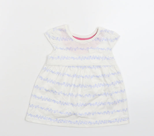 George Girls White Floral Fit & Flare Size 0-3 Months