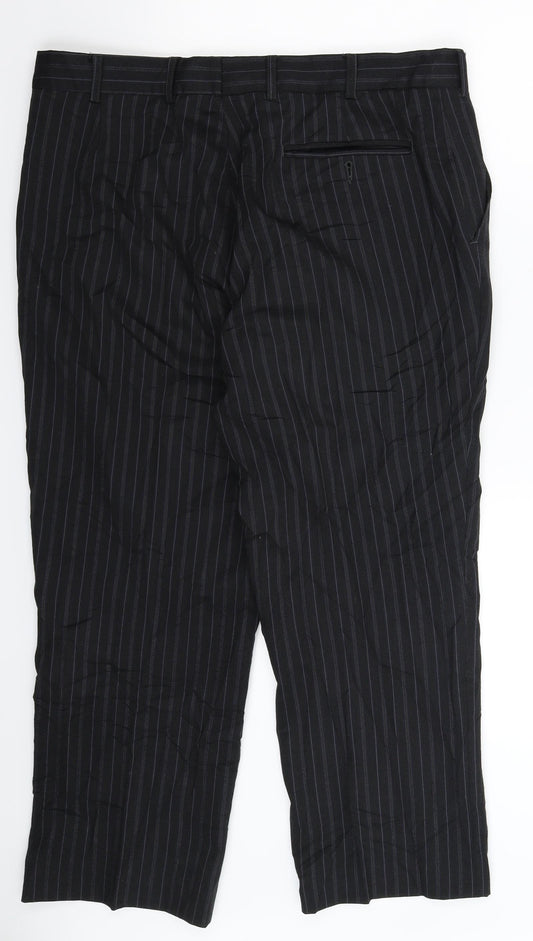 Karl Jackson Mens Black Striped Dress Pants Trousers Size 34 L27 in