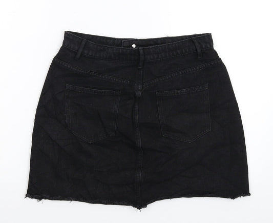 Missguided Womens Black  Denim A-Line Skirt Size 10