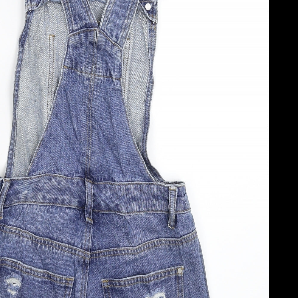 Denim & Co. Womens Blue Denim Dungaree One-Piece Size 4