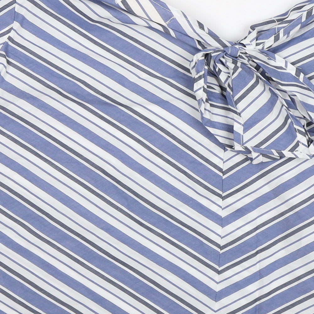 Just Living Womens Blue Striped Basic Blouse Size S