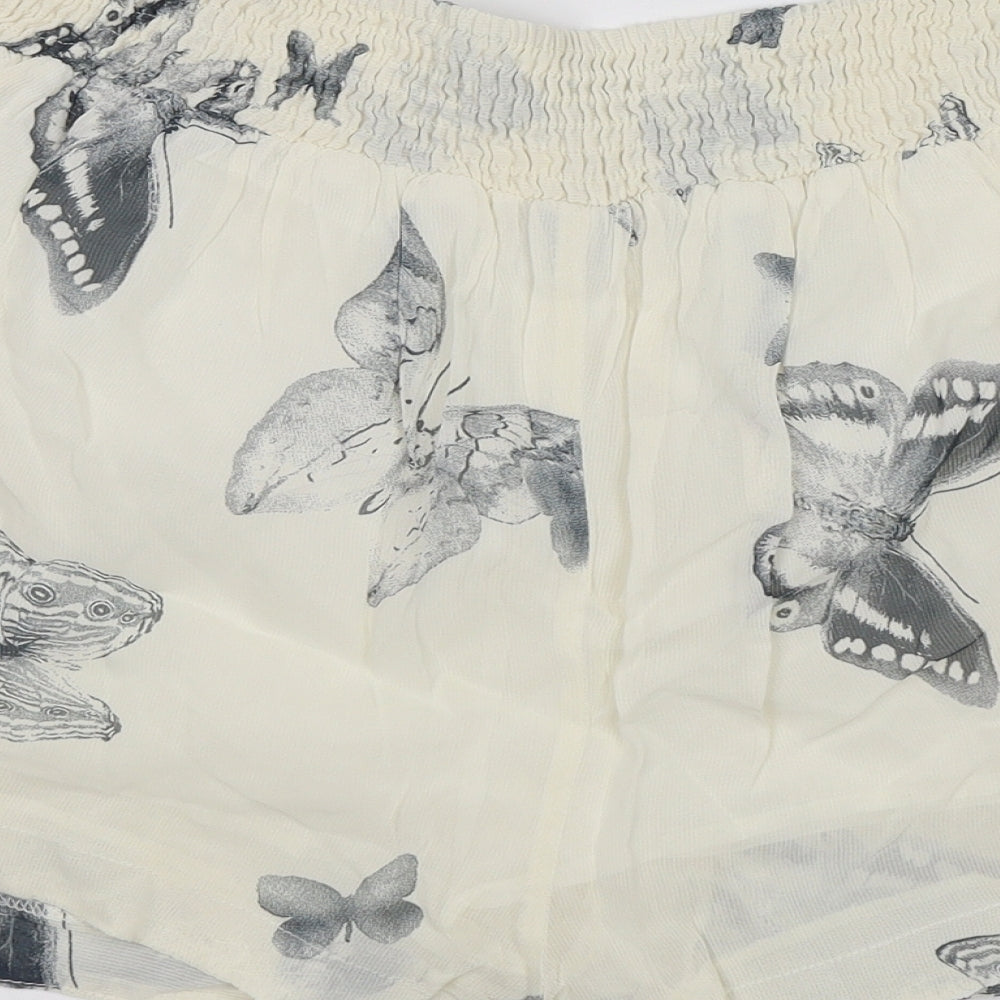 Topshop Womens White   Paperbag Shorts Size 10 - Butterflies
