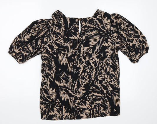 F&F Womens Black Floral Basic Blouse Size 12