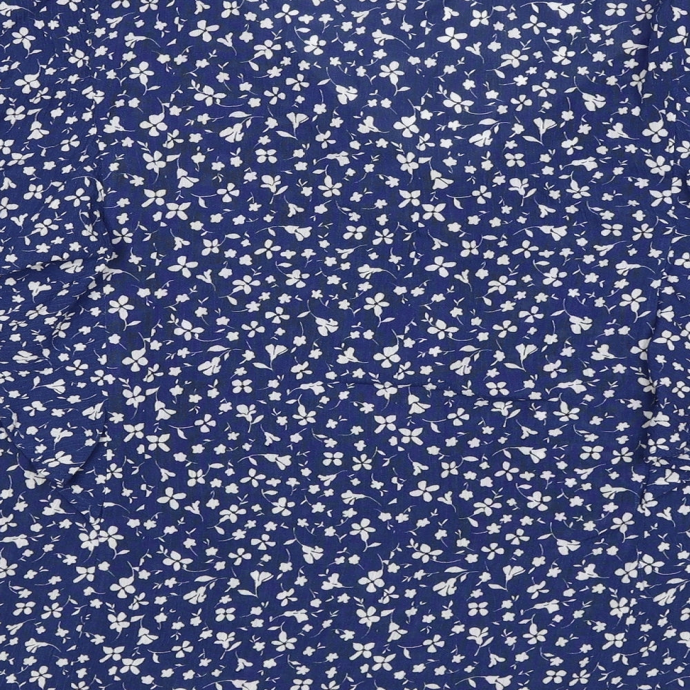 F&F Womens Blue Floral Basic Button-Up Size 12