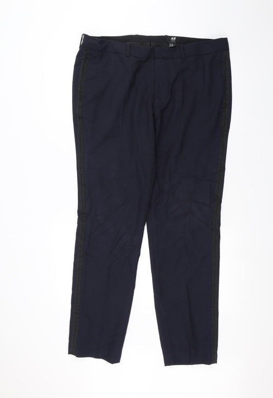 Womens UK Size 26 H&M Regular Fit Blue Trousers