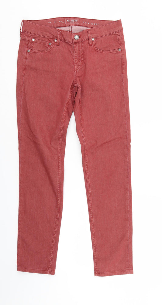 Womens UK Size 10 FC jeANS Regular Fit Skinny Red Jeans